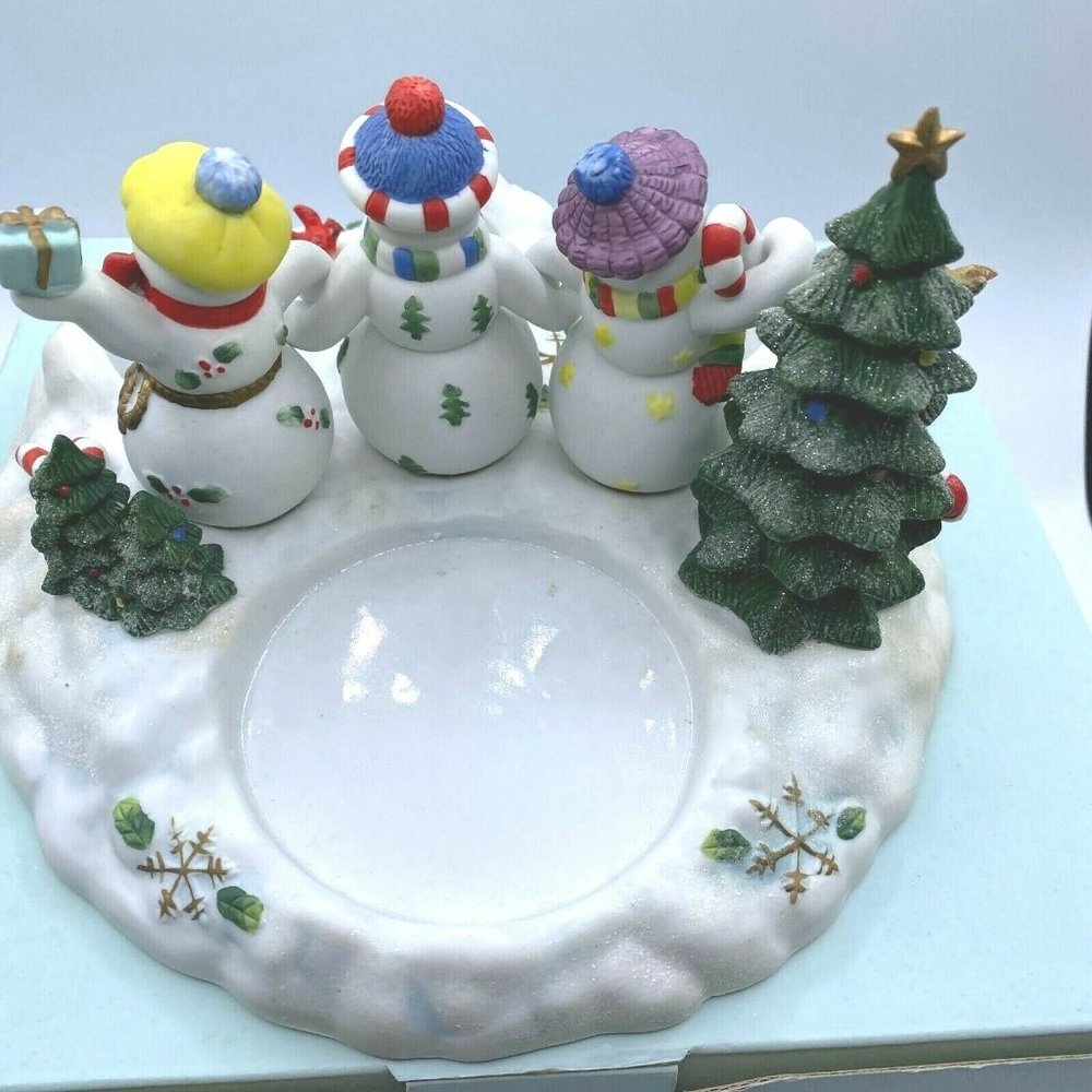 Partylite Snowbell Collection 3 Snowmen Trio Tea Light And Pillar Candle Holder - Picture 4 of 11